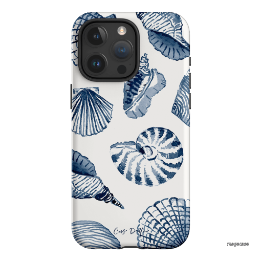 Blue Shells Printed Phone Cases iPhone 15 Pro Max / Armoured by Cass Deller - The Dairy