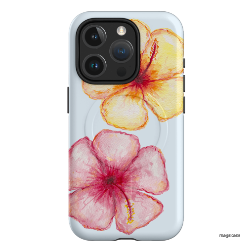 Hibiscus Flower Blue Printed Phone Cases iPhone 15 Pro / Armoured MagSafe by BG. Studio - The Dairy