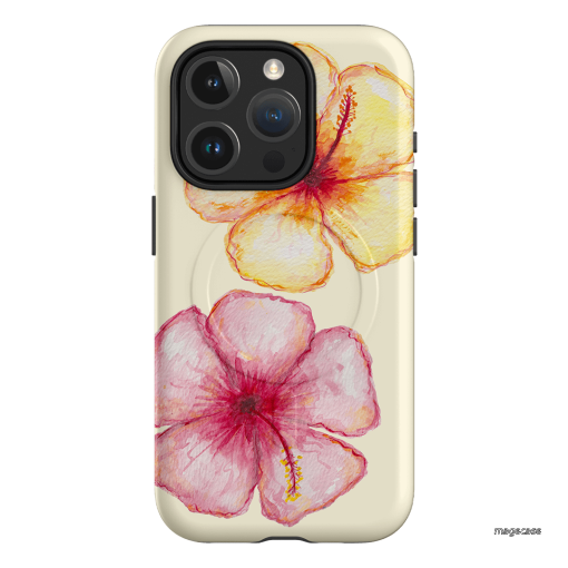 Hibiscus Flower Yellow Printed Phone Cases iPhone 15 Pro / Armoured MagSafe by BG. Studio - The Dairy