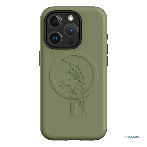 Khaki Wattle Printed Phone Cases iPhone 15 Pro / Armoured MagSafe by Typoflora - The Dairy