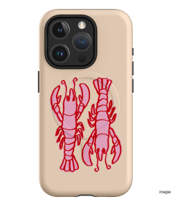 Lobster Love Peach Printed Phone Cases iPhone 15 Pro / Armoured MagSafe by The Dairy - The Dairy