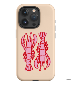 Lobster Love Peach Printed Phone Cases iPhone 15 Pro / Armoured by The Dairy - The Dairy