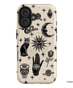 Astro Flash Beige Printed Phone Cases iPhone 16 / Armoured MagSafe by Veronica Tucker - The Dairy