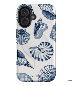 Blue Shells Printed Phone Cases iPhone 16 / Armoured MagSafe by Cass Deller - The Dairy