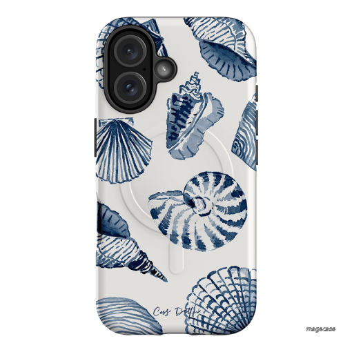 Blue Shells Printed Phone Cases iPhone 16 / Armoured MagSafe by Cass Deller - The Dairy