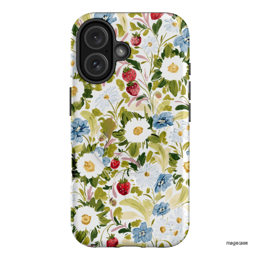 Garden Strawberries Printed Phone Cases iPhone 16 / Armoured MagSafe by Ellie Mae - The Dairy