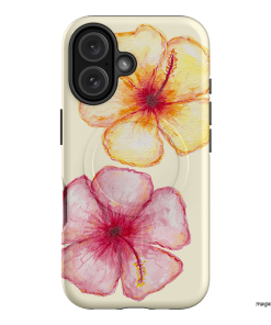 Hibiscus Flower Yellow Printed Phone Cases iPhone 16 / Armoured MagSafe by BG. Studio - The Dairy