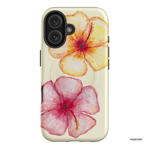 Hibiscus Flower Yellow Printed Phone Cases iPhone 16 / Armoured MagSafe by BG. Studio - The Dairy