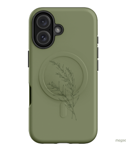 Khaki Wattle Printed Phone Cases iPhone 16 / Armoured MagSafe by Typoflora - The Dairy