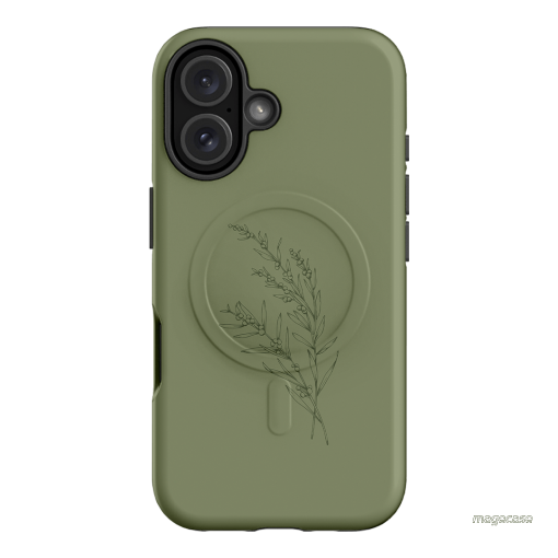 Khaki Wattle Printed Phone Cases iPhone 16 / Armoured MagSafe by Typoflora - The Dairy