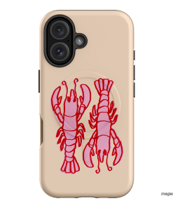 Lobster Love Peach Printed Phone Cases iPhone 16 / Armoured MagSafe by The Dairy - The Dairy