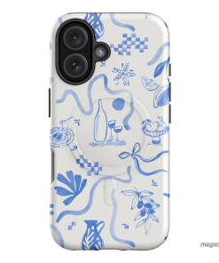 Mediterranean Wave Printed Phone Cases iPhone 16 / Armoured MagSafe by Charlie Taylor - The Dairy