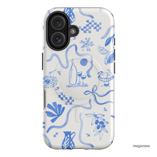 Mediterranean Wave Printed Phone Cases iPhone 16 / Armoured MagSafe by Charlie Taylor - The Dairy