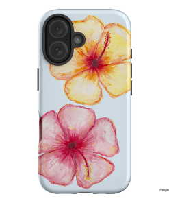 Hibiscus Flower Blue Printed Phone Cases iPhone 16 / Armoured by BG. Studio - The Dairy