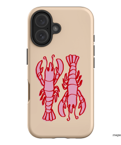 Lobster Love Peach Printed Phone Cases iPhone 16 / Armoured by The Dairy - The Dairy