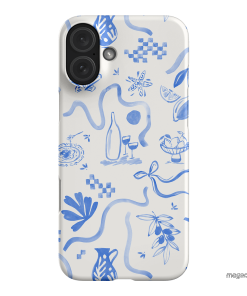 Mediterranean Wave Printed Phone Cases iPhone 16 Plus / Snap by Charlie Taylor - The Dairy
