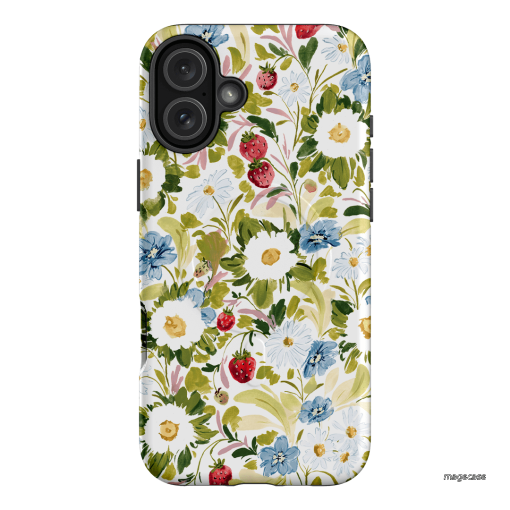 Garden Strawberries Printed Phone Cases iPhone 16 Plus / Armoured MagSafe by Ellie Mae - The Dairy