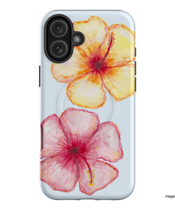 Hibiscus Flower Blue Printed Phone Cases iPhone 16 Plus / Armoured MagSafe by BG. Studio - The Dairy