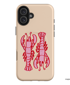 Lobster Love Peach Printed Phone Cases iPhone 16 Plus / Armoured MagSafe by The Dairy - The Dairy