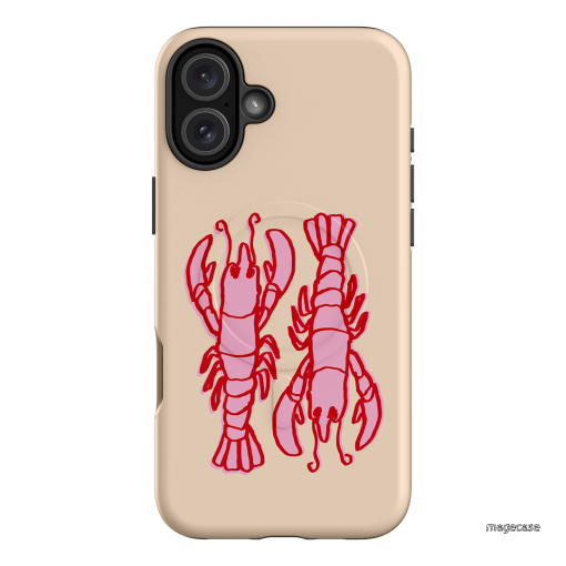Lobster Love Peach Printed Phone Cases iPhone 16 Plus / Armoured MagSafe by The Dairy - The Dairy