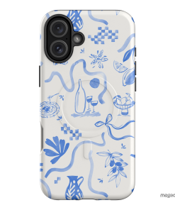 Mediterranean Wave Printed Phone Cases iPhone 16 Plus / Armoured MagSafe by Charlie Taylor - The Dairy