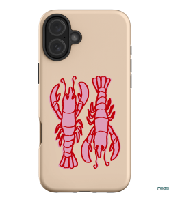 Lobster Love Peach Printed Phone Cases iPhone 16 Plus / Armoured by The Dairy - The Dairy