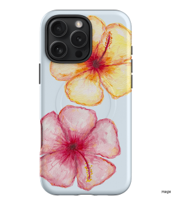 Hibiscus Flower Blue Printed Phone Cases iPhone 16 Pro Max / Armoured MagSafe by BG. Studio - The Dairy