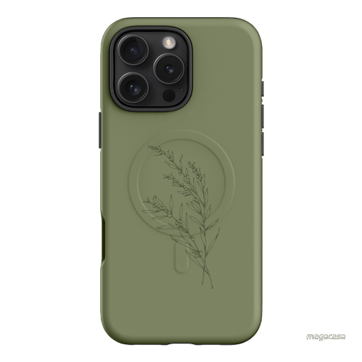 Khaki Wattle Printed Phone Cases iPhone 16 Pro Max / Armoured MagSafe by Typoflora - The Dairy