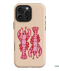 Lobster Love Peach Printed Phone Cases iPhone 16 Pro Max / Armoured MagSafe by The Dairy - The Dairy