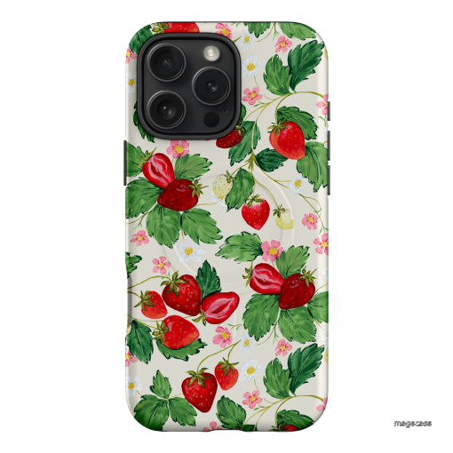 Strawberry Patch Printed Phone Cases iPhone 16 Pro Max / Armoured MagSafe by Ellie Mae - The Dairy