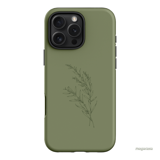 Khaki Wattle Printed Phone Cases iPhone 16 Pro Max / Armoured by Typoflora - The Dairy