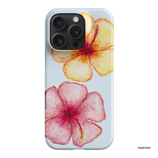 Hibiscus Flower Blue Printed Phone Cases iPhone 16 Pro / Snap by BG. Studio - The Dairy