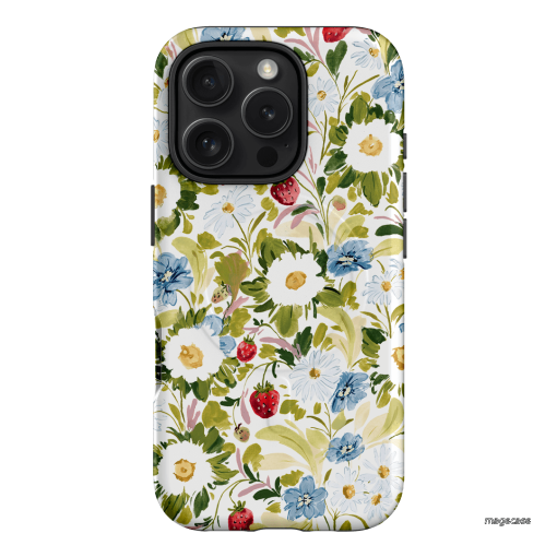 Garden Strawberries Printed Phone Cases iPhone 16 Pro / Armoured MagSafe by Ellie Mae - The Dairy