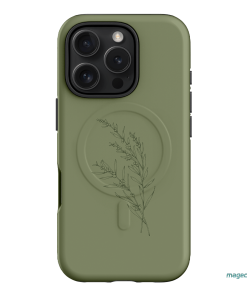Khaki Wattle Printed Phone Cases iPhone 16 Pro / Armoured MagSafe by Typoflora - The Dairy