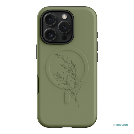 Khaki Wattle Printed Phone Cases iPhone 16 Pro / Armoured MagSafe by Typoflora - The Dairy