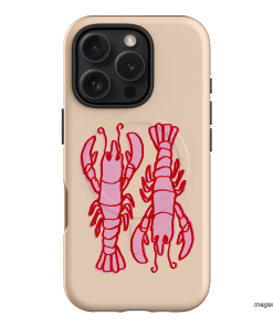 Lobster Love Peach Printed Phone Cases iPhone 16 Pro / Armoured MagSafe by The Dairy - The Dairy