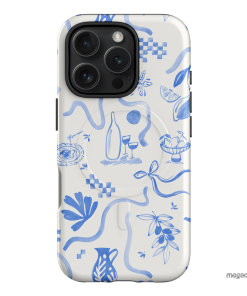 Mediterranean Wave Printed Phone Cases iPhone 16 Pro / Armoured MagSafe by Charlie Taylor - The Dairy