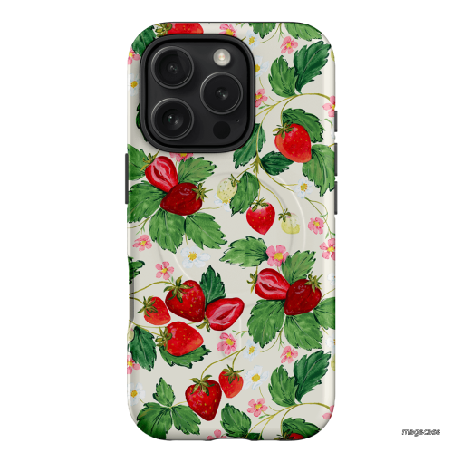 Strawberry Patch Printed Phone Cases iPhone 16 Pro / Armoured MagSafe by Ellie Mae - The Dairy
