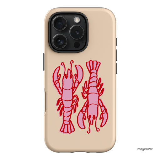 Lobster Love Peach Printed Phone Cases iPhone 16 Pro / Armoured by The Dairy - The Dairy