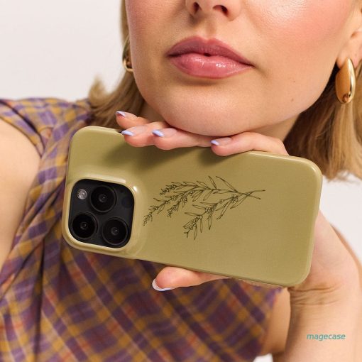 Khaki Wattle Printed Phone Cases by Typoflora - The Dairy