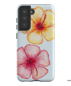 Hibiscus Flower Blue Printed Phone Cases Samsung Galaxy S21 FE / Armoured by BG. Studio - The Dairy