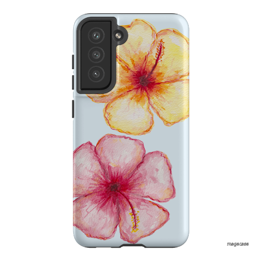 Hibiscus Flower Blue Printed Phone Cases Samsung Galaxy S21 FE / Armoured by BG. Studio - The Dairy