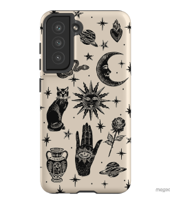 Astro Flash Beige Printed Phone Cases Samsung Galaxy S21 FE / Armoured by Veronica Tucker - The Dairy