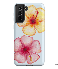 Hibiscus Flower Blue Printed Phone Cases Samsung Galaxy S21 Plus / Armoured by BG. Studio - The Dairy