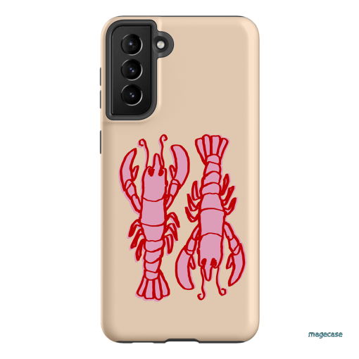 Lobster Love Peach Printed Phone Cases Samsung Galaxy S21 Plus / Armoured by The Dairy - The Dairy