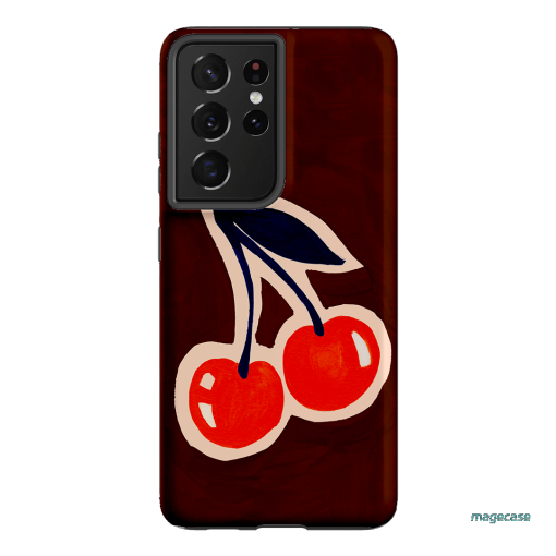 Cherries Printed Phone Cases Samsung Galaxy S21 Ultra / Armoured by Studio Bon - The Dairy