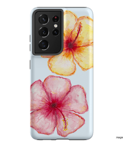 Hibiscus Flower Blue Printed Phone Cases Samsung Galaxy S21 Ultra / Armoured by BG. Studio - The Dairy