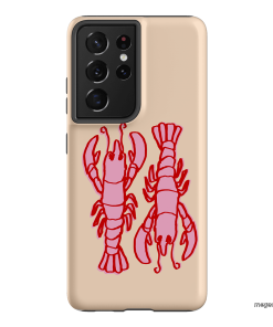 Lobster Love Peach Printed Phone Cases Samsung Galaxy S21 Ultra / Armoured by The Dairy - The Dairy