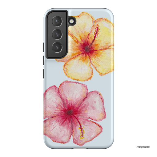 Hibiscus Flower Blue Printed Phone Cases Samsung Galaxy S22 Plus / Armoured by BG. Studio - The Dairy
