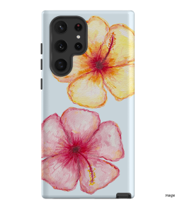 Hibiscus Flower Blue Printed Phone Cases Samsung Galaxy S22 Ultra / Armoured by BG. Studio - The Dairy